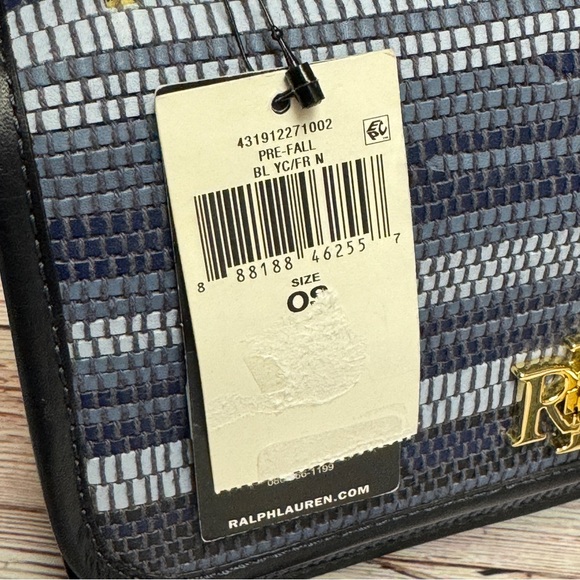 RALPH LAUREN Sophee Small Striped Woven Leather Crossbody - Picture 8 of 8